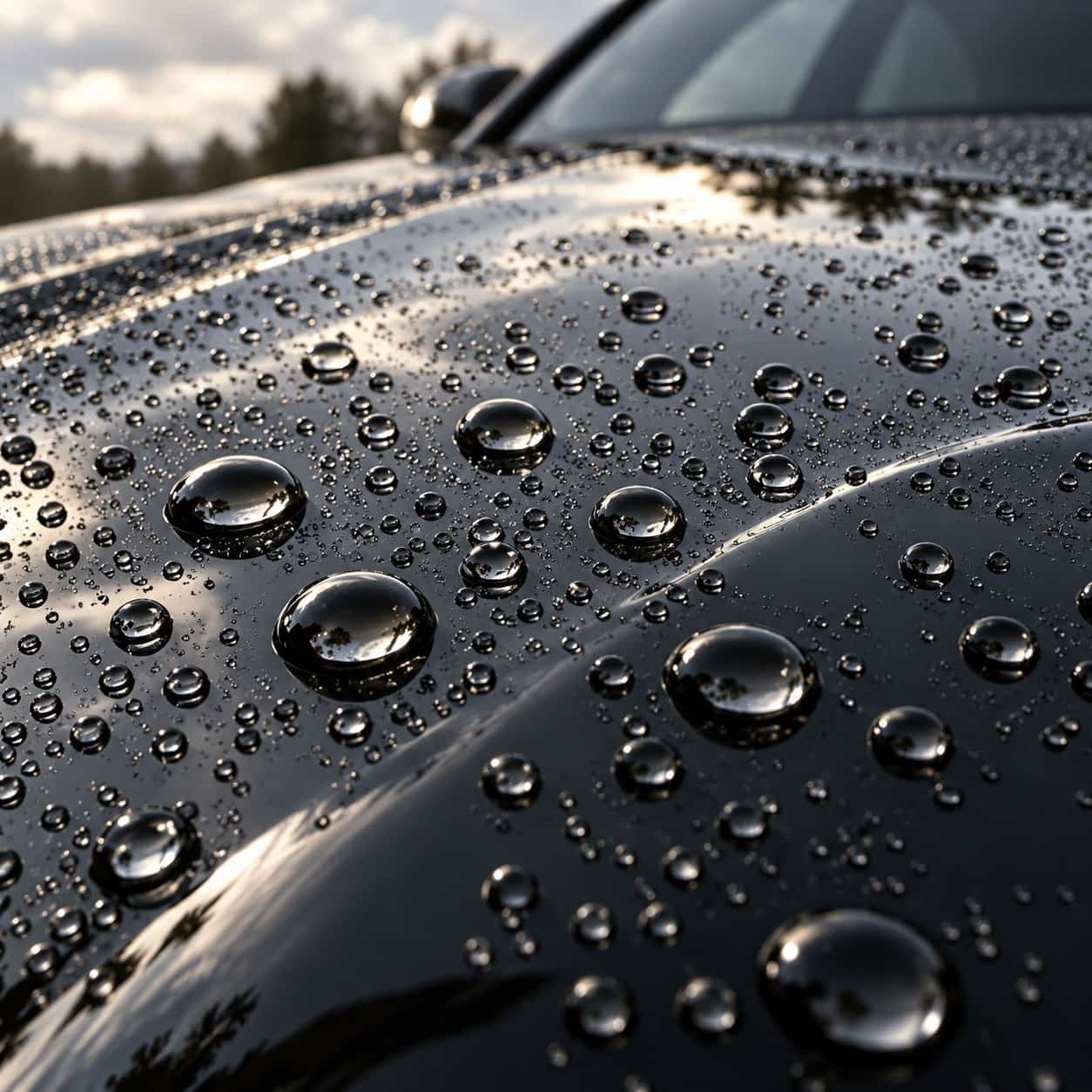 Water beading on ceramic-coated paint