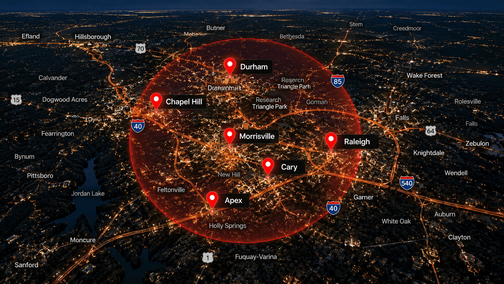 Precise Detailing RDU service area map